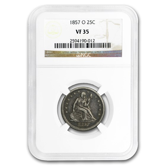 1857-O Liberty Seated Quarter VF-35 NGC 1857-O Liberty Seated Quarter VF-35 NGC