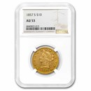1857-S $10 Liberty Gold Eagle AU-53 NGC