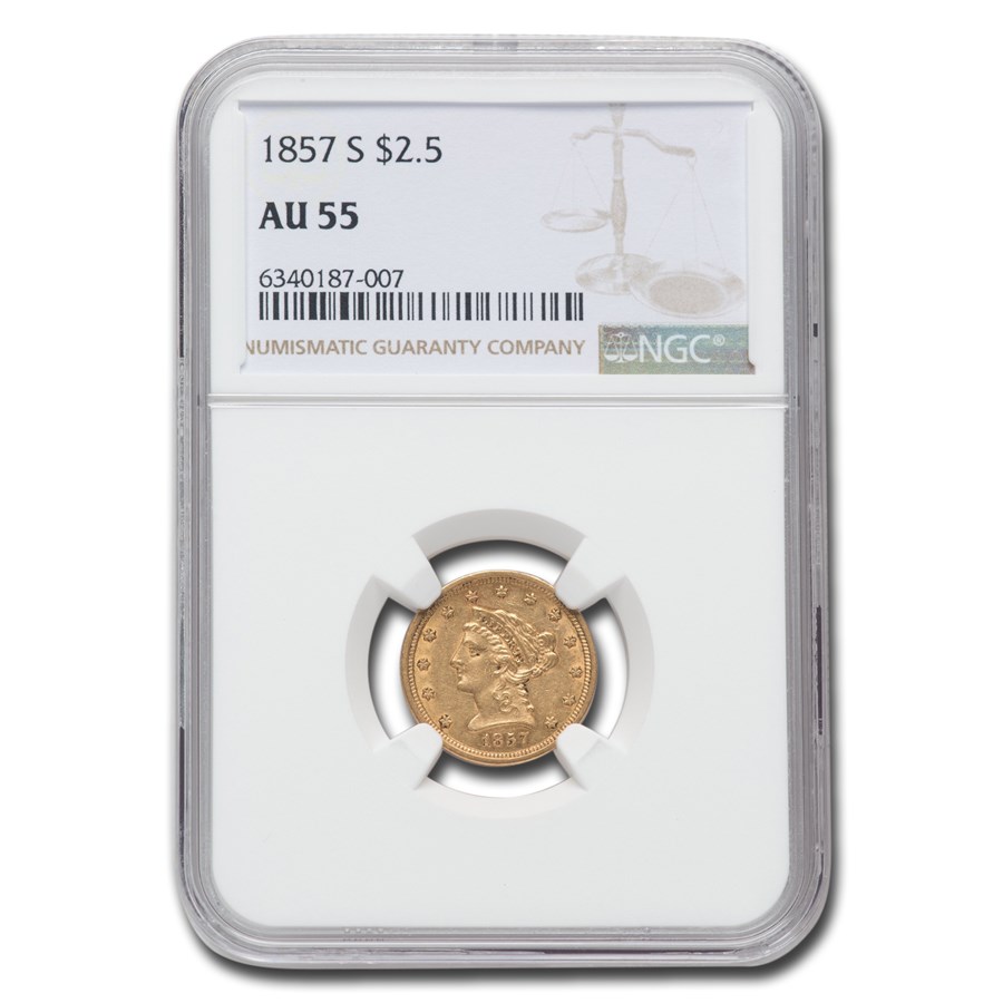 1857-S $2.50 Liberty Gold Quarter Eagle AU-55 NGC