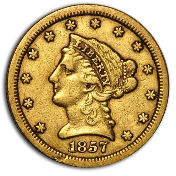 1857-S $2.50 Liberty Gold Quarter Eagle Fine