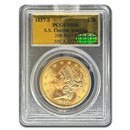 1857-S $20 Lib Gold Dbl Eagle MS-66 PCGS CAC (SS Central America)