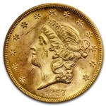 1857-S $20 Lib Gold SS Central America 20A MS-64 PCGS