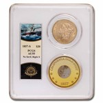 1857-S $20 Lib Gold SS Central America No Serif Rt S AU-55 PCGS
