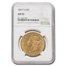 1857-S $20 Liberty Gold Double Eagle AU-55 NGC