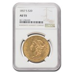 1857-S $20 Liberty Gold Double Eagle AU-55 NGC