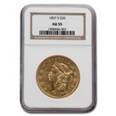 1857-S $20 Liberty Gold Double Eagle AU-55 NGC