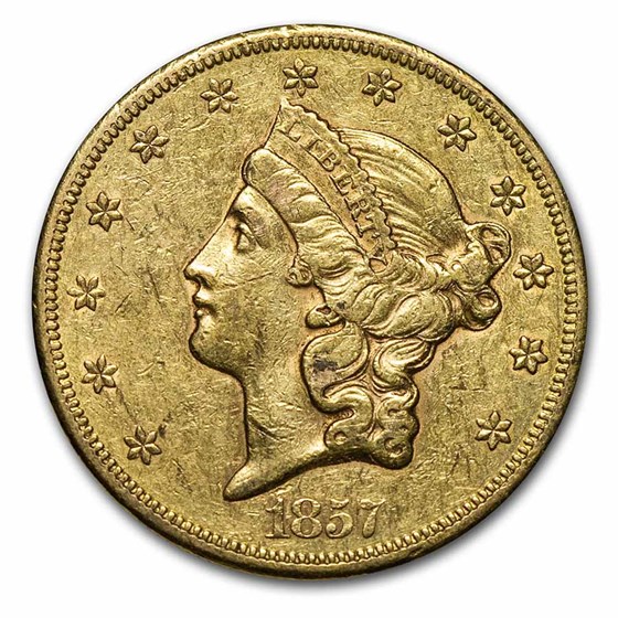 1857-S $20 Liberty Gold Double Eagle AU 1857-S $20 Liberty Gold Double Eagle AU