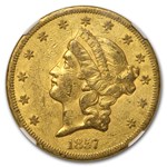 1857-S $20 Liberty Gold Double Eagle XF-45 NGC CAC
