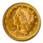 1857-S $5 Liberty Gold Half Eagle MS-64 PCGS CAC (SS Cen America)