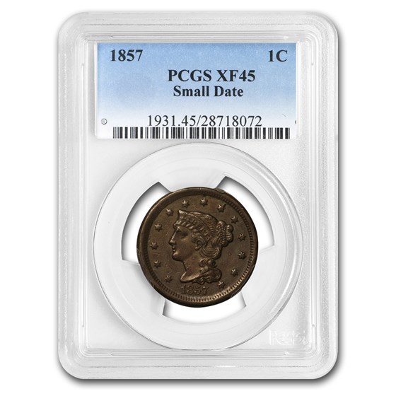 1857 Small Date Large Cent XF-45 PCGS
