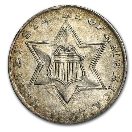 1857 Three Cent Silver AU 1857 Three Cent Silver AU