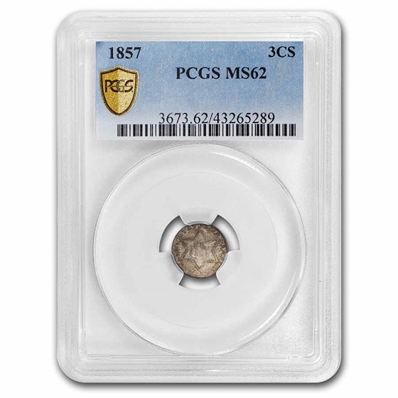 1857 Three Cent Silver MS-62 PCGS