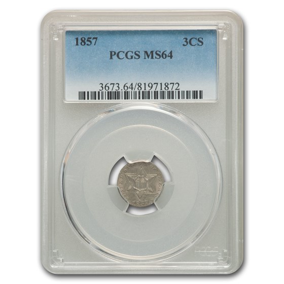 1857 Three Cent Silver MS-64 PCGS 1857 Three Cent Silver MS-64 PCGS