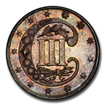 1857 Three Cent Silver PR-65 PCGS