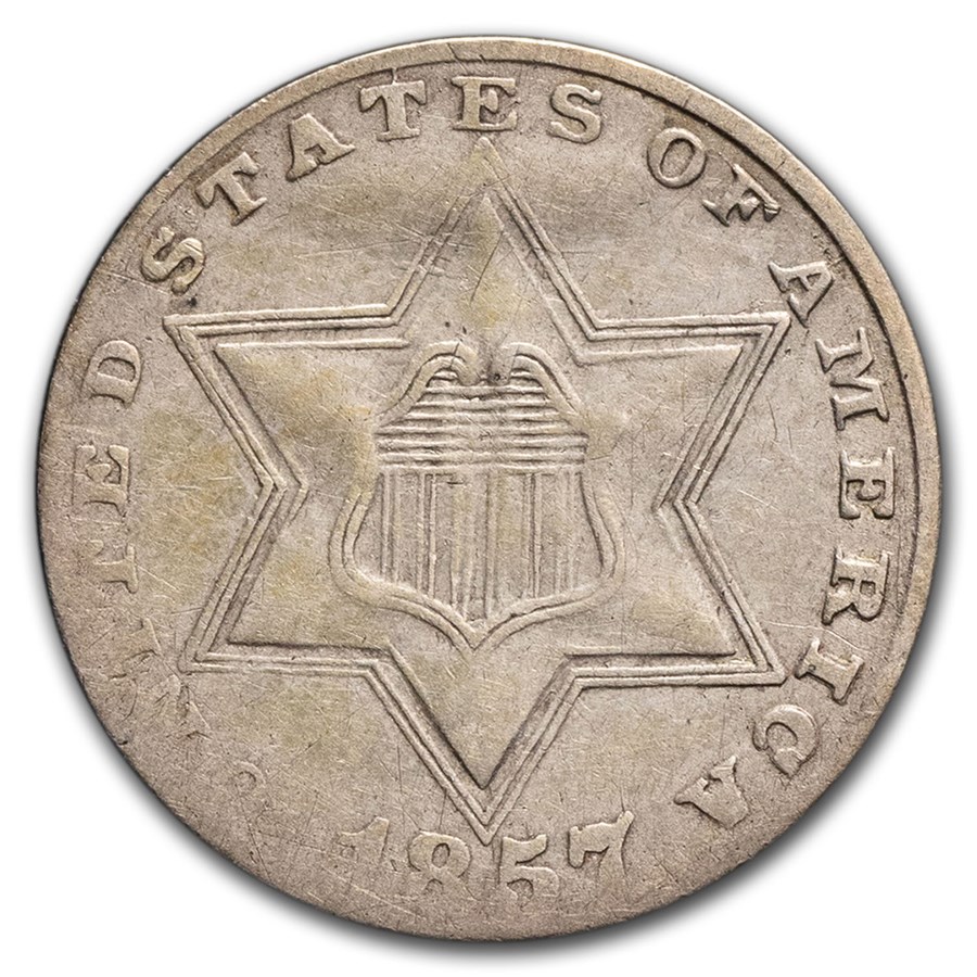 1857 Three Cent Silver VG