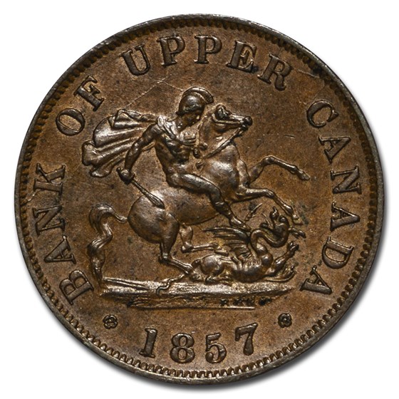 1857 Upper Canada Half Penny Bank Token XF 1857 Upper Canada Half Penny Bank Token XF