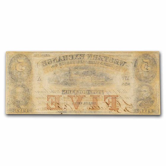 1857 Western Exchange Ins Co Omaha, Nebraska $5.00 Cert Dep NE-80 1857 Western Exchange Ins Co Omaha, Nebraska $5.00 Cert Dep NE-80