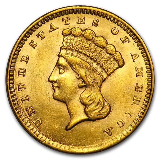 1858 $1 Indian Head Gold Dollar Type 3 AU 1858 $1 Indian Head Gold Dollar Type 3 AU