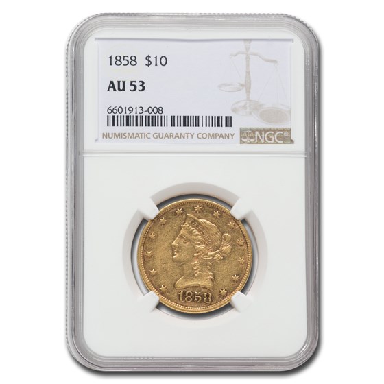 1858 $10 Liberty Gold Eagle AU-53 NGC 1858 $10 Liberty Gold Eagle AU-53 NGC