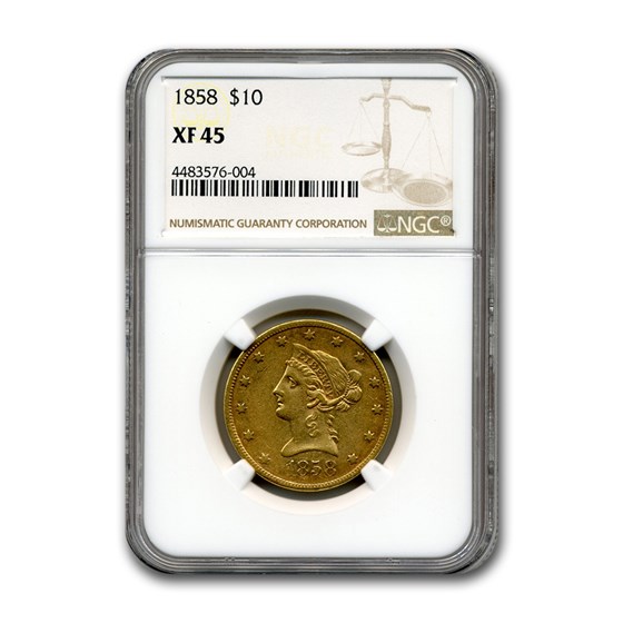 1858 $10 Liberty Gold Eagle XF-45 NGC 1858 $10 Liberty Gold Eagle XF-45 NGC