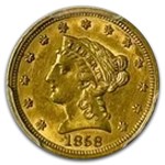 1858 $2.50 Liberty Gold Quarter Eagle MS-61 PCGS