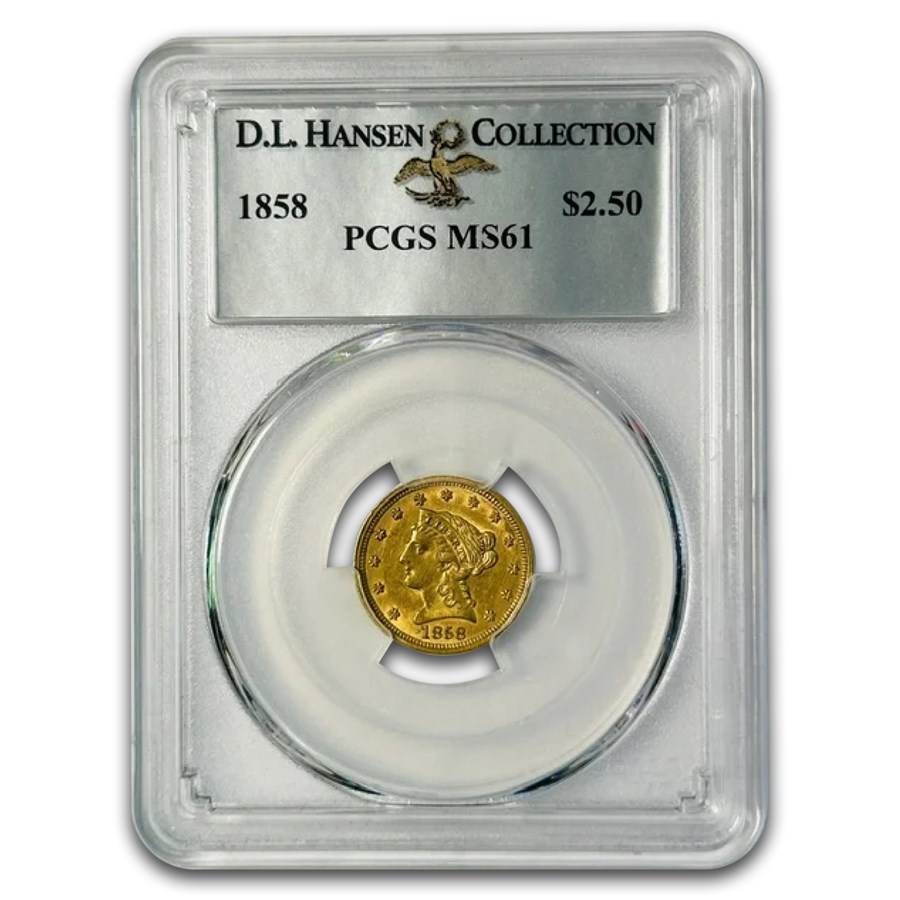 1858 $2.50 Liberty Gold Quarter Eagle MS-61 PCGS
