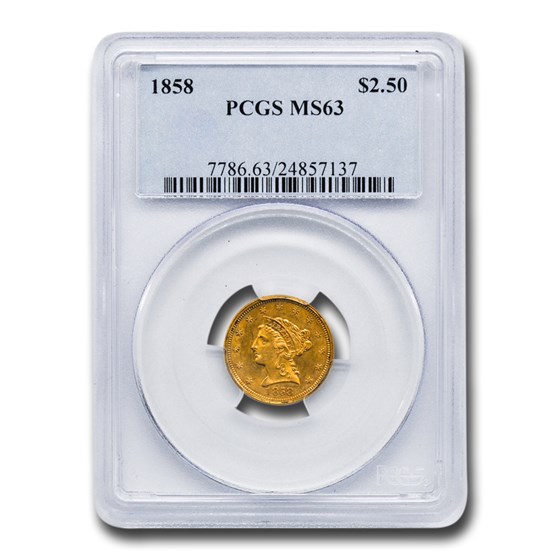 1858 $2.50 Liberty Gold Quarter Eagle MS-63 PCGS