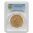 1858 $20 Liberty Gold Double Eagle AU-53 PCGS