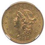 1858 $20 Liberty Gold Double Eagle AU-58 NGC (Eureka Hoard)