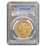 1858 $20 Liberty Gold Double Eagle AU-58 PCGS