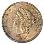 1858 $20 Liberty Gold Double Eagle AU-58 PCGS