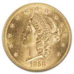 1858 $20 Liberty Gold Double Eagle MS-61 NGC