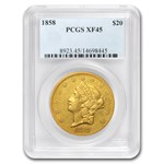 1858 $20 Liberty Gold Double Eagle XF-45 PCGS