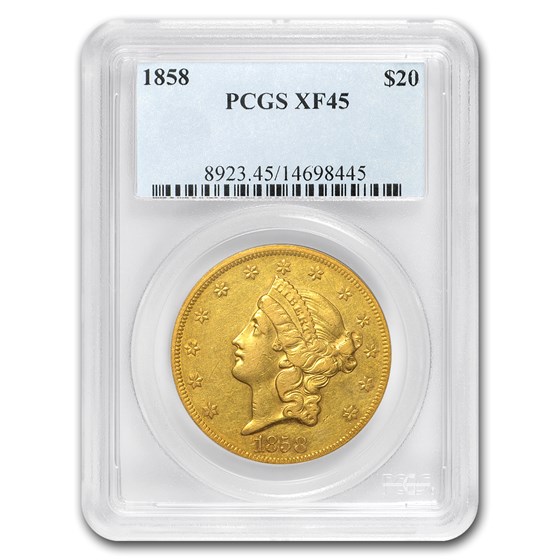 1858 $20 Liberty Gold Double Eagle XF-45 PCGS 1858 $20 Liberty Gold Double Eagle XF-45 PCGS