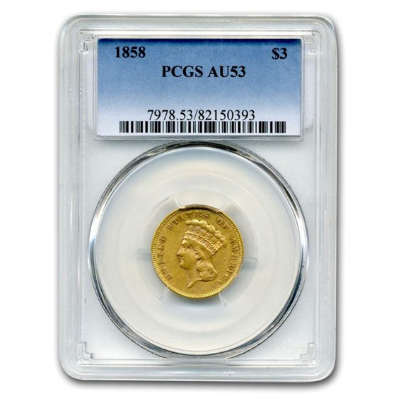 1858 $3 Gold Princess AU-53 PCGS 1858 $3 Gold Princess AU-53 PCGS