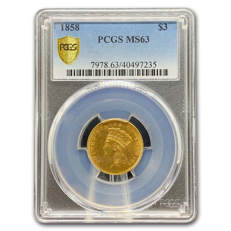 Buy 1858 $3 Gold Princess MS-63 PCGS | APMEX