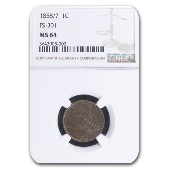 1858/7 Flying Eagle Cent MS-64 NGC (FS-301) 1858/7 Flying Eagle Cent MS-64 NGC (FS-301)