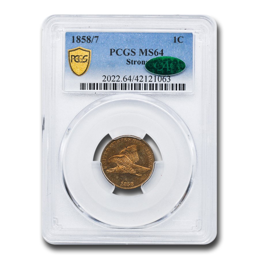1858/7 Flying Eagle Cent MS-64 PCGS CAC (Strong)
