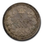 1858 Canada Silver 5 Cents Victoria AU-58 PCGS