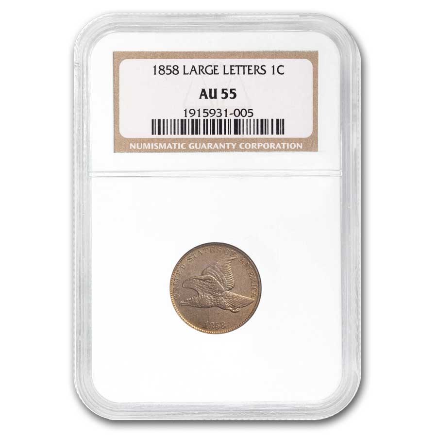 1858 Flying Eagle Cent Large Letters AU-55 NGC