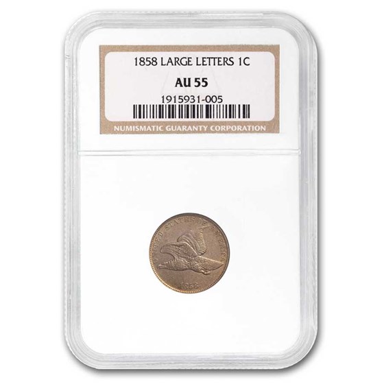 1858 Flying Eagle Cent Large Letters AU-55 NGC 1858 Flying Eagle Cent Large Letters AU-55 NGC