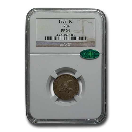 1858 Flying Eagle Cent Pattern PF-64 NGC CAC (J-204) 1858 Flying Eagle Cent Pattern PF-64 NGC CAC (J-204)
