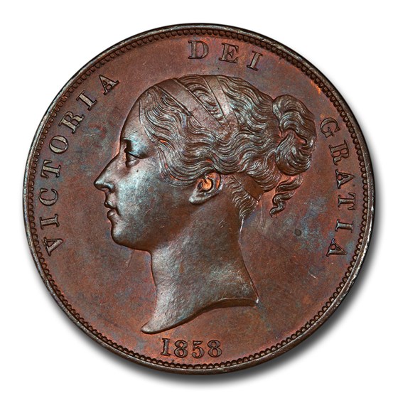 1858 Great Britain Copper Penny Victoria MS-64 PCGS (Brown) 1858 Great Britain Copper Penny Victoria MS-64 PCGS (Brown)