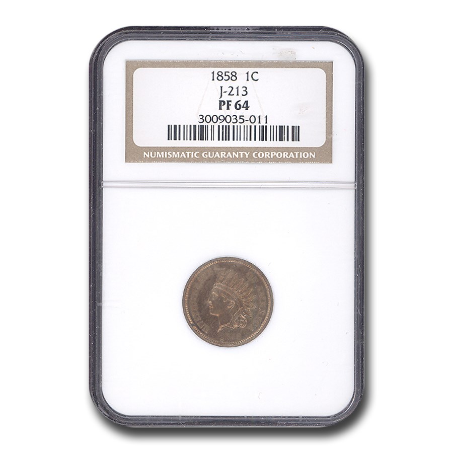 1858 Indian Head Transitional Pattern Cent PF-64 NGC (J-213)