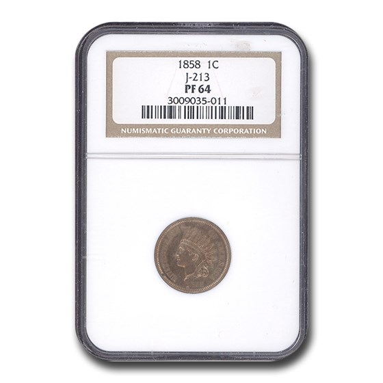 1858 Indian Head Transitional Pattern Cent PF-64 NGC (J-213) 1858 Indian Head Transitional Pattern Cent PF-64 NGC (J-213)