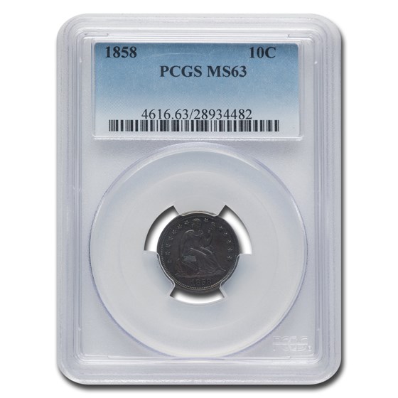 1858 Liberty Seated Dime MS-63 PCGS 1858 Liberty Seated Dime MS-63 PCGS