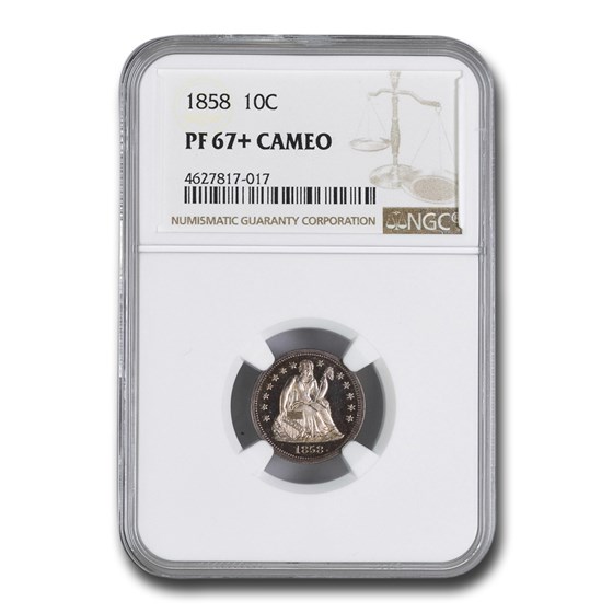 1858 Liberty Seated Dime PF-67+ Cameo NGC 1858 Liberty Seated Dime PF-67+ Cameo NGC