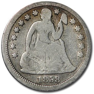1858 Liberty Seated Dime VG 1858 Liberty Seated Dime VG