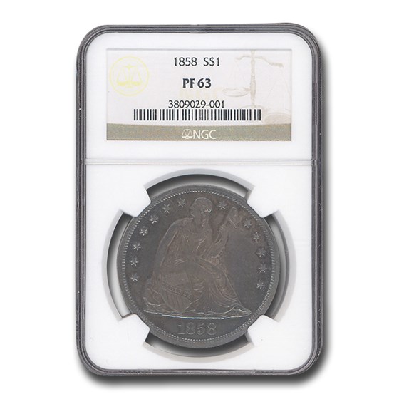 1858 Liberty Seated Dollar PF-63 NGC 1858 Liberty Seated Dollar PF-63 NGC