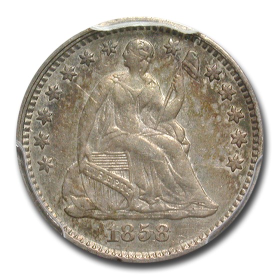 1858 Liberty Seated Half Dime AU-50 PCGS 1858 Liberty Seated Half Dime AU-50 PCGS